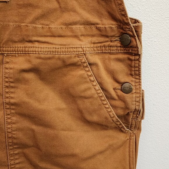 Carhartt Rugged Flex Relaxed Fit Canvas Brown Overall Shortall 2XL Hard Work - Picture 9 of 15